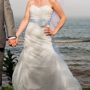 NEVER WORN white and blue wedding dress